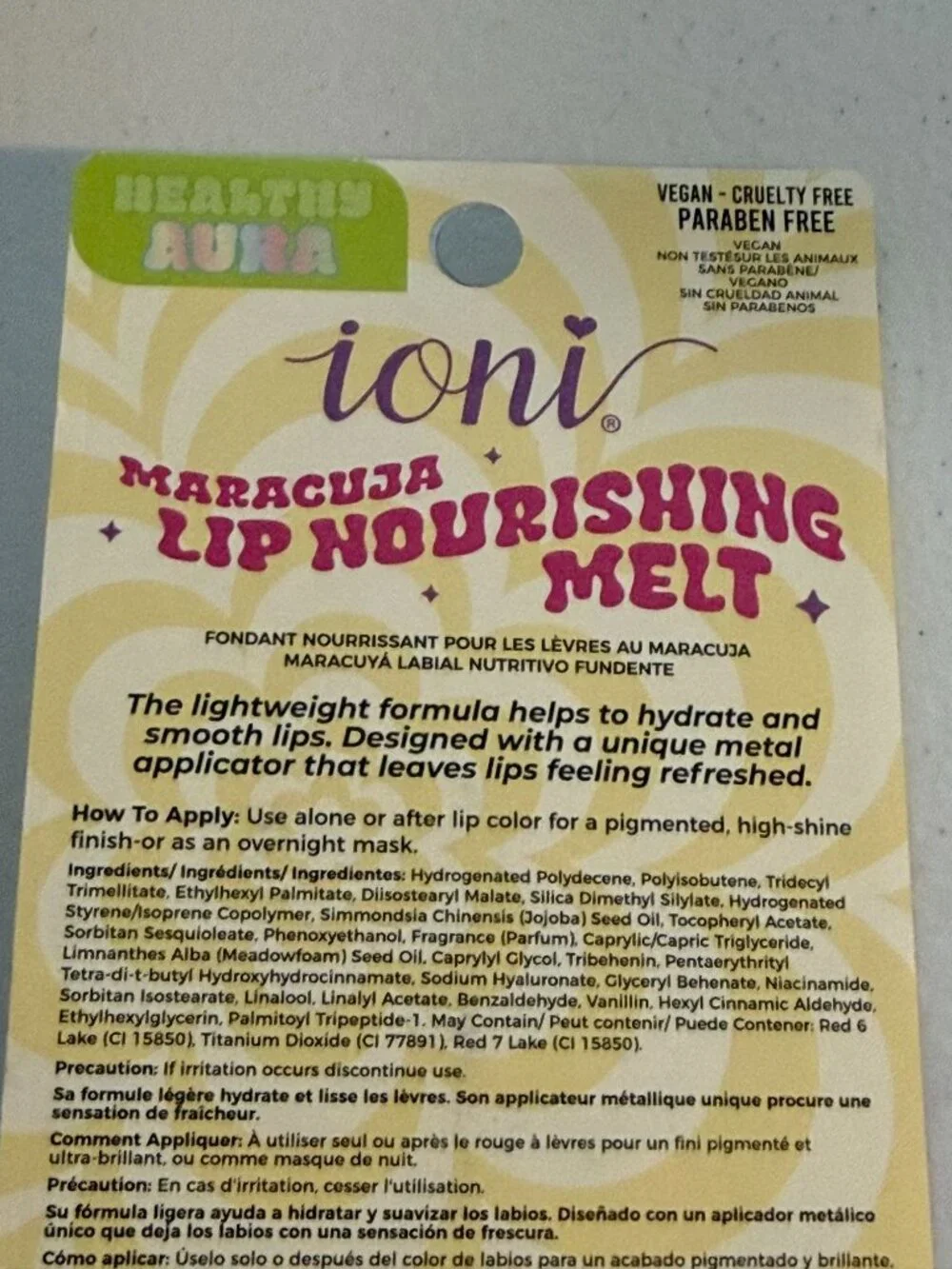 Ioni Healthy Aura Maracuja Lip Nourishing Melt Sweet Candy New